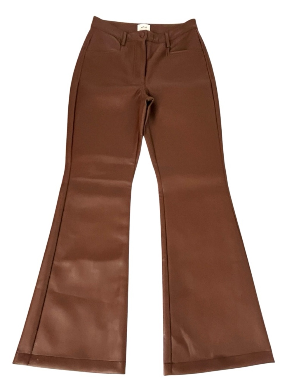 Aritzia Wilfred Melina Flare Faux Leather Pants Brown Size 2